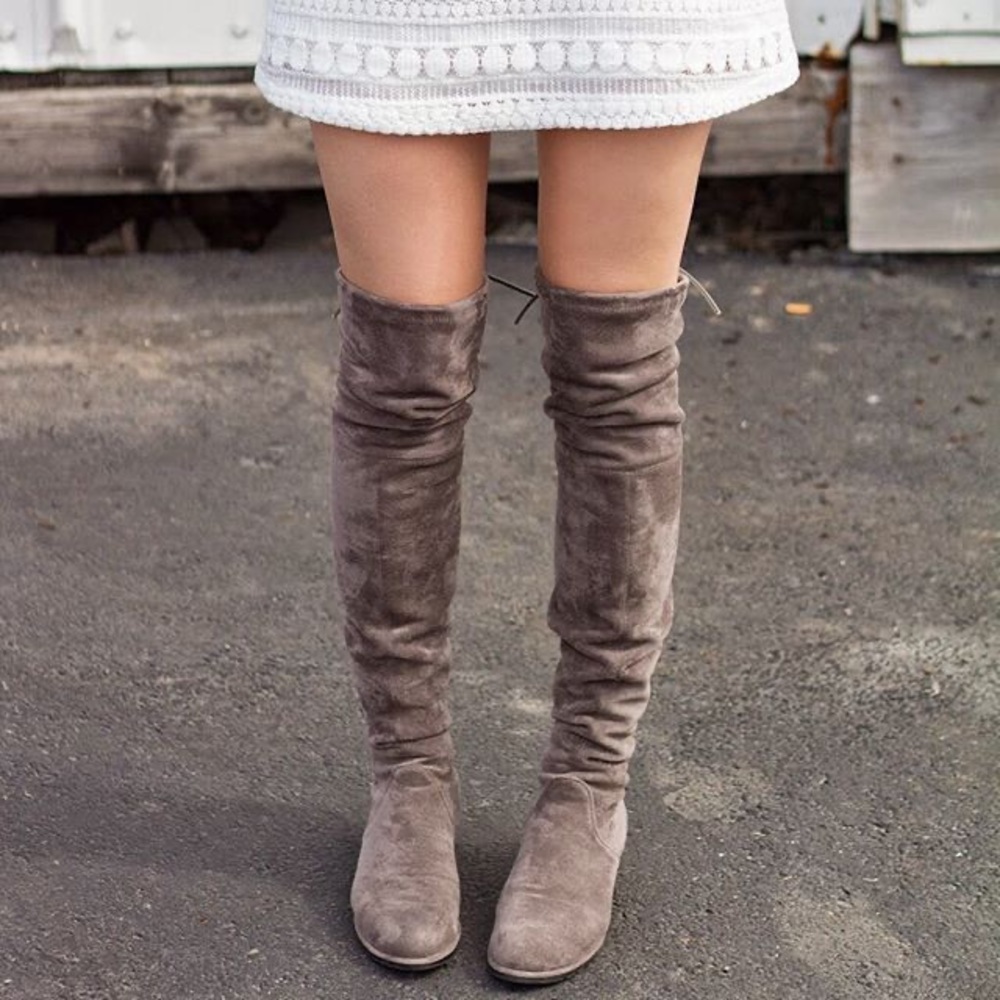 Kaitlyn Pan Grey Over The Knee Boots